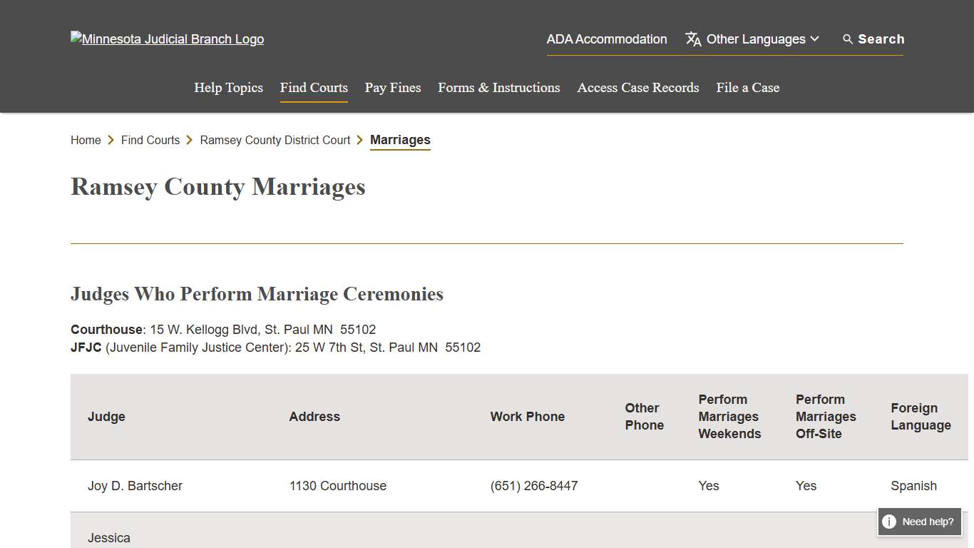Marriages - Ramsey County District Court